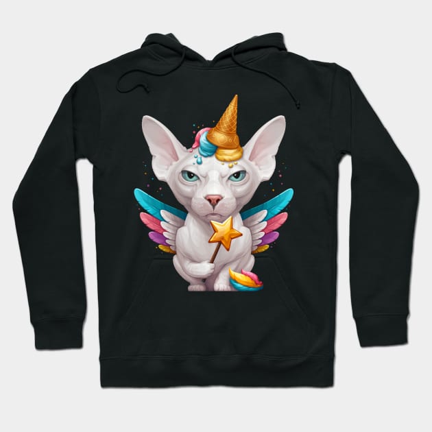 White Sphynx Cat Ice Cream Unicorn Hoodie by stonemask